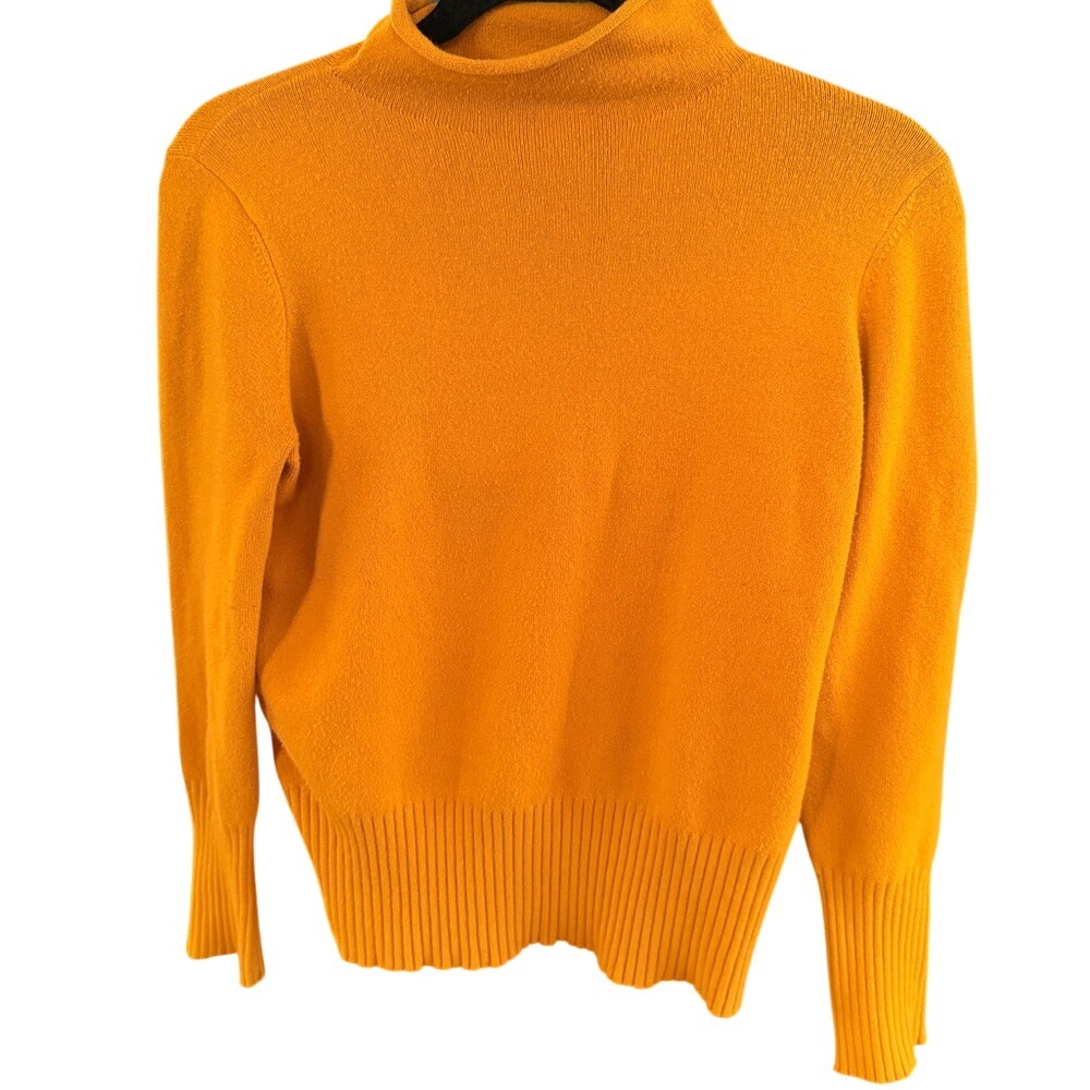 French Connection Womens Mock Neck Sweater Mustard Yellow Orange Knit Top Size M